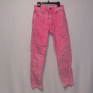 Hot pink acid wash jeans